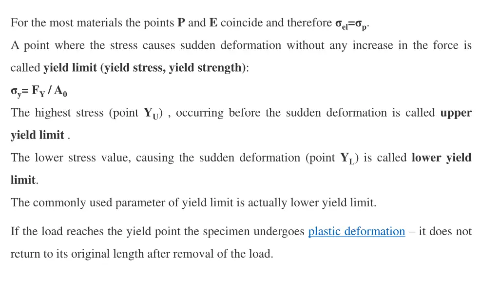 for the most materials the points