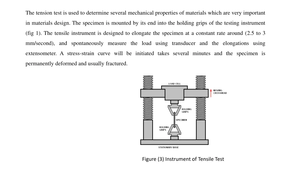 the tension test is used to determine several