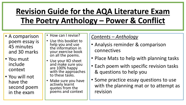 revision guide for the aqa literature exam