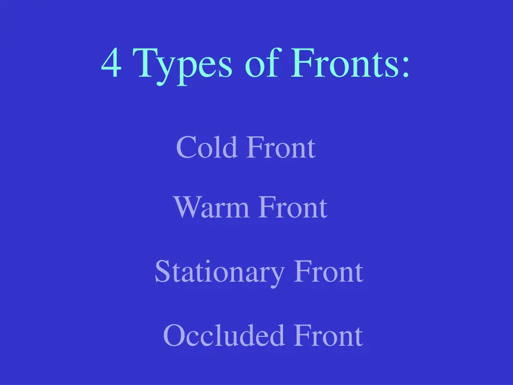 4 types of fronts