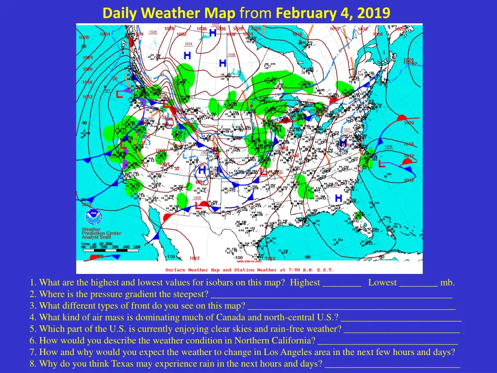 daily weather map from february 4 2019