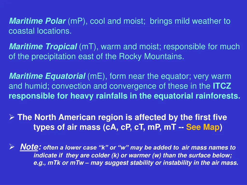 maritime polar mp cool and moist brings mild