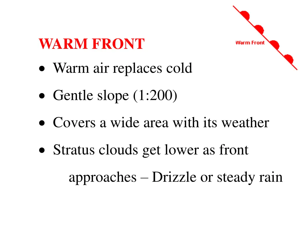 warm front warm air replaces cold