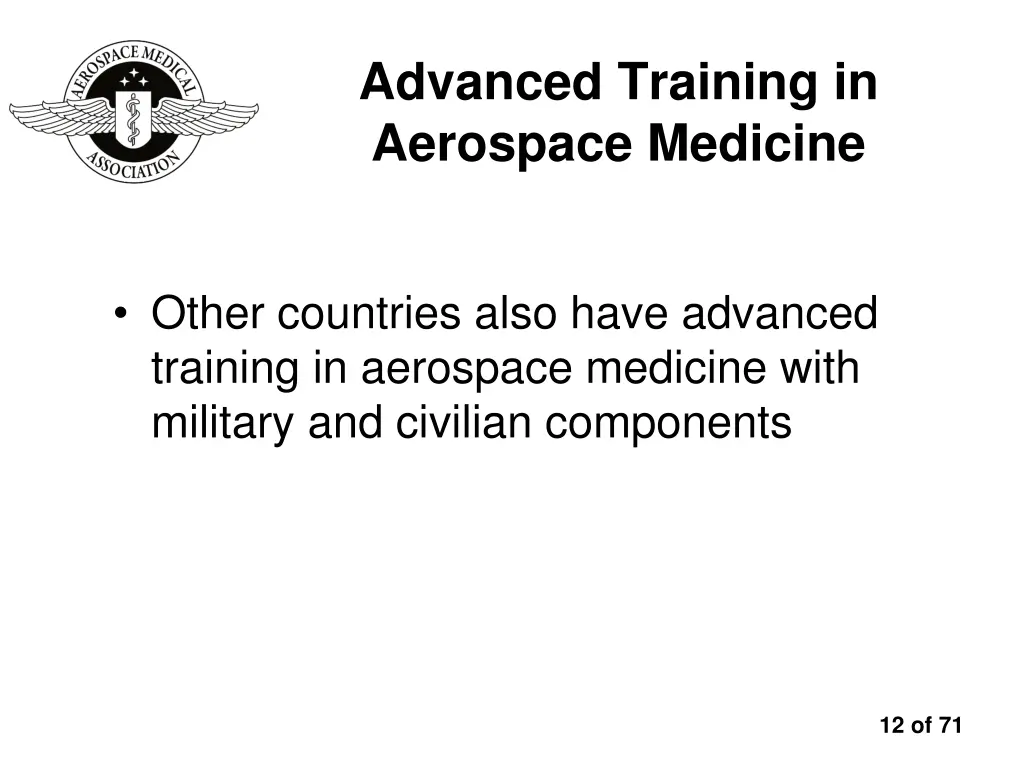 advanced training in aerospace medicine 1