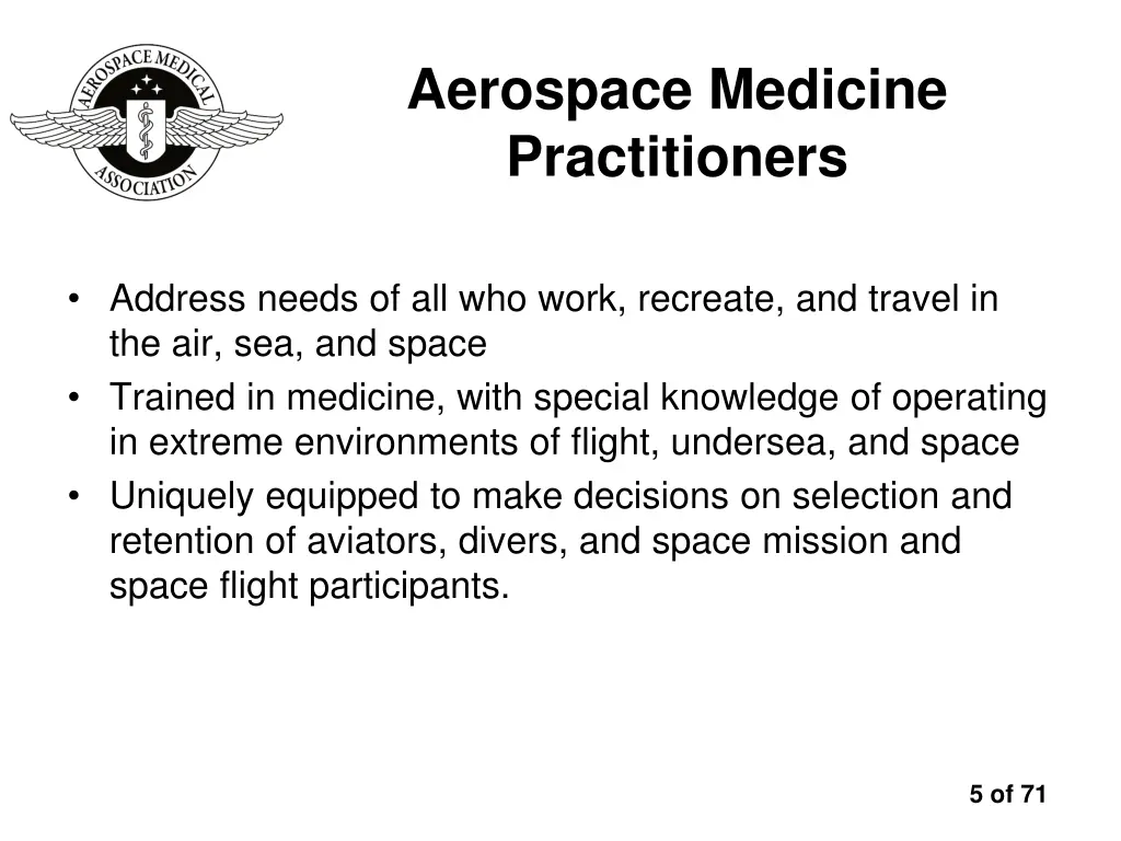 aerospace medicine practitioners