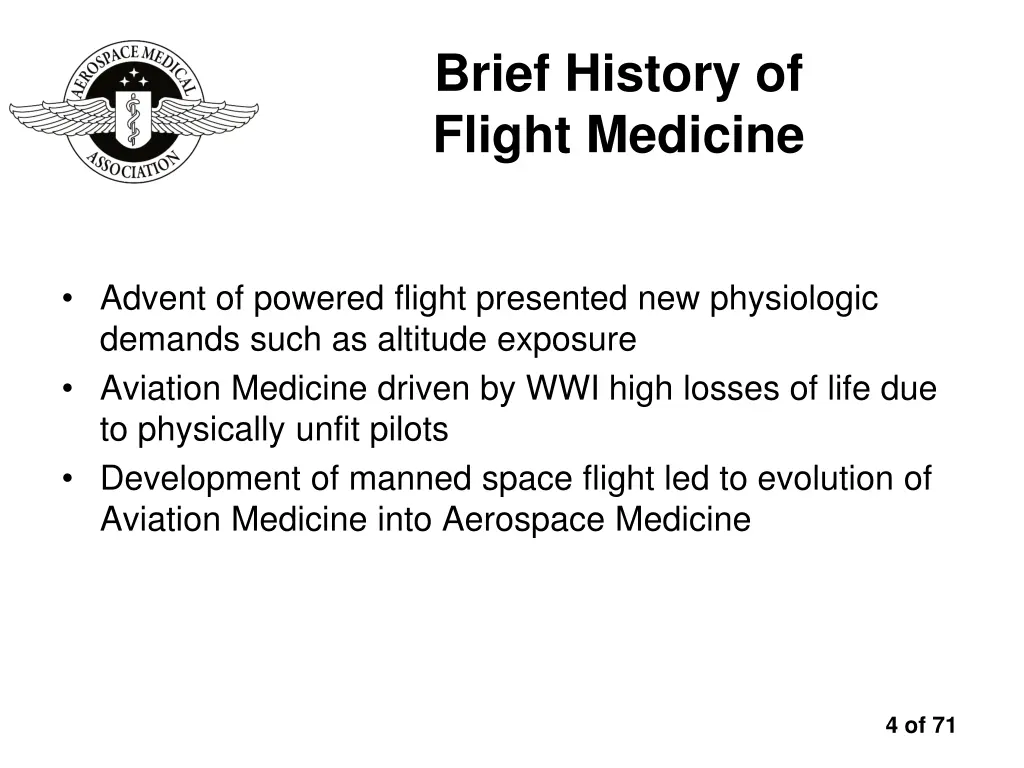 brief history of flight medicine