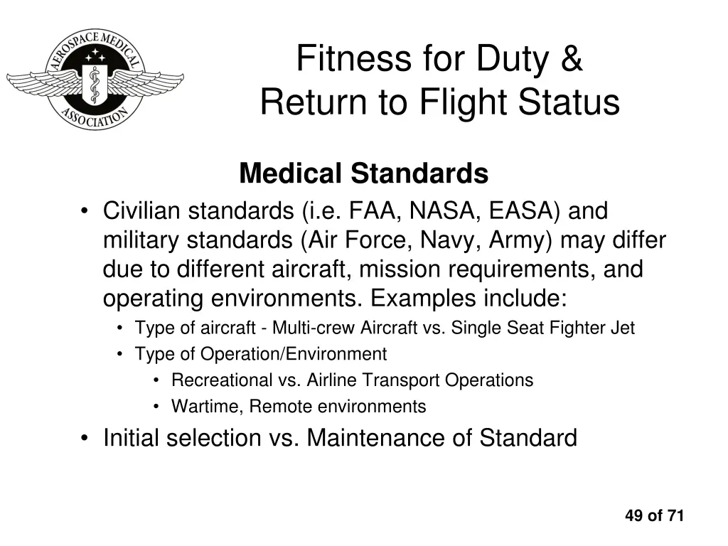 fitness for duty return to flight status 1