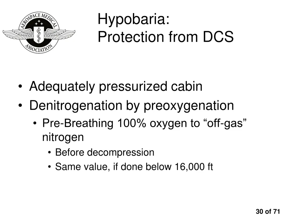 hypobaria protection from dcs