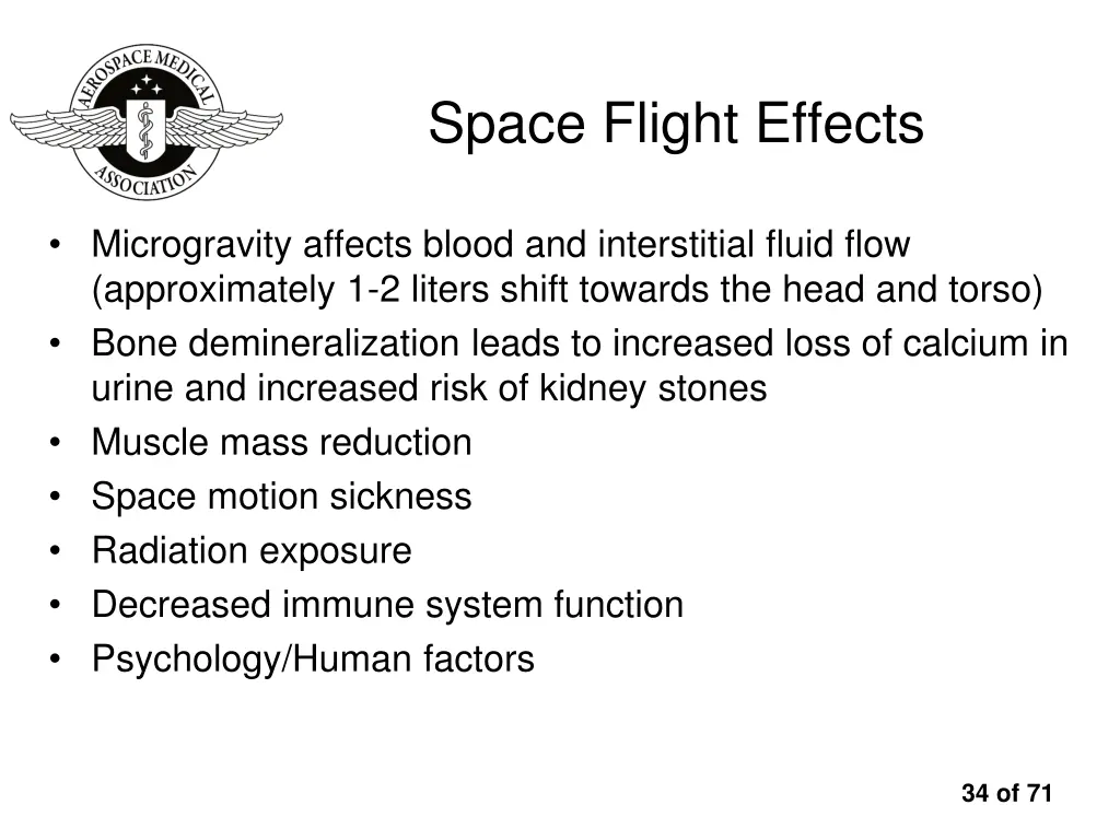 space flight effects