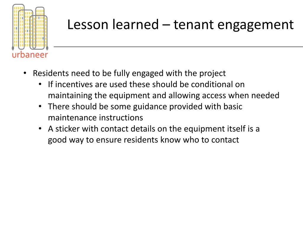 lesson learned tenant engagement