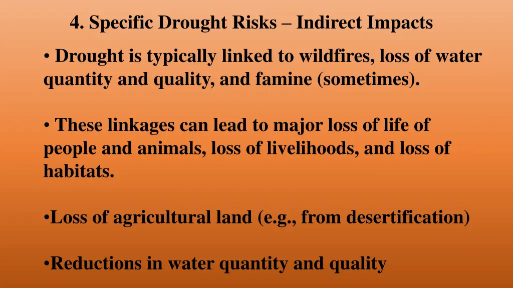 4 specific drought risks indirect impacts