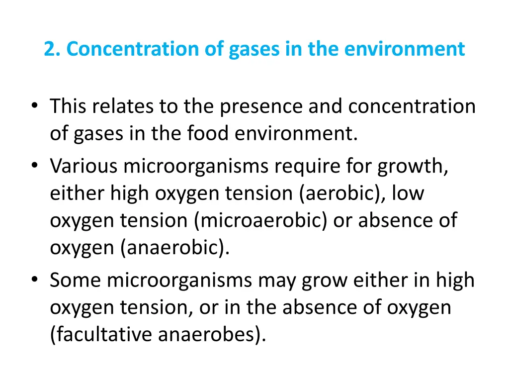 2 concentration of gases in the environment