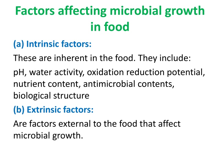 factors affecting microbial growth in food