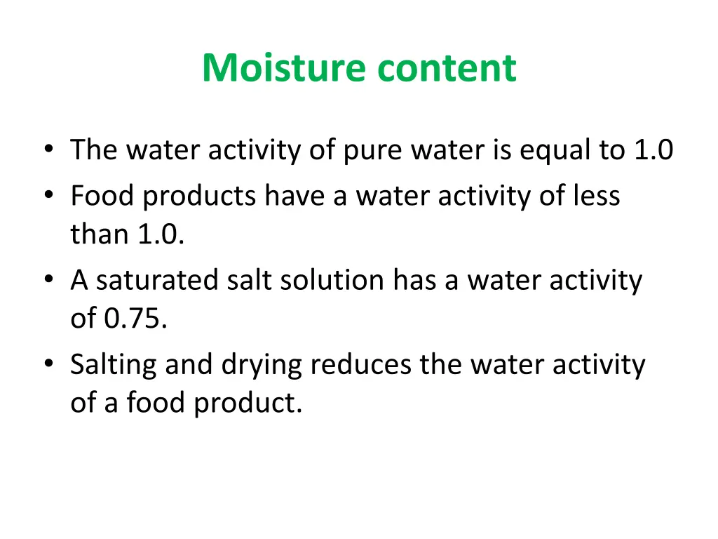 moisture content