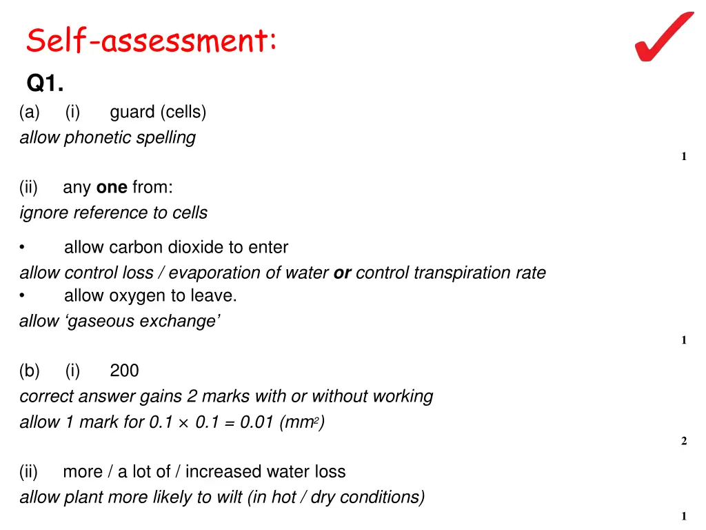 self assessment q1 a i guard cells allow phonetic