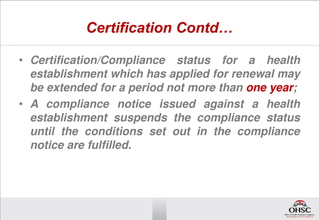 certification contd