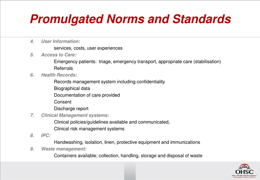 promulgated norms and standards 1