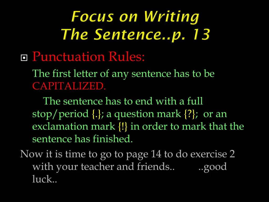 punctuation rules the first letter