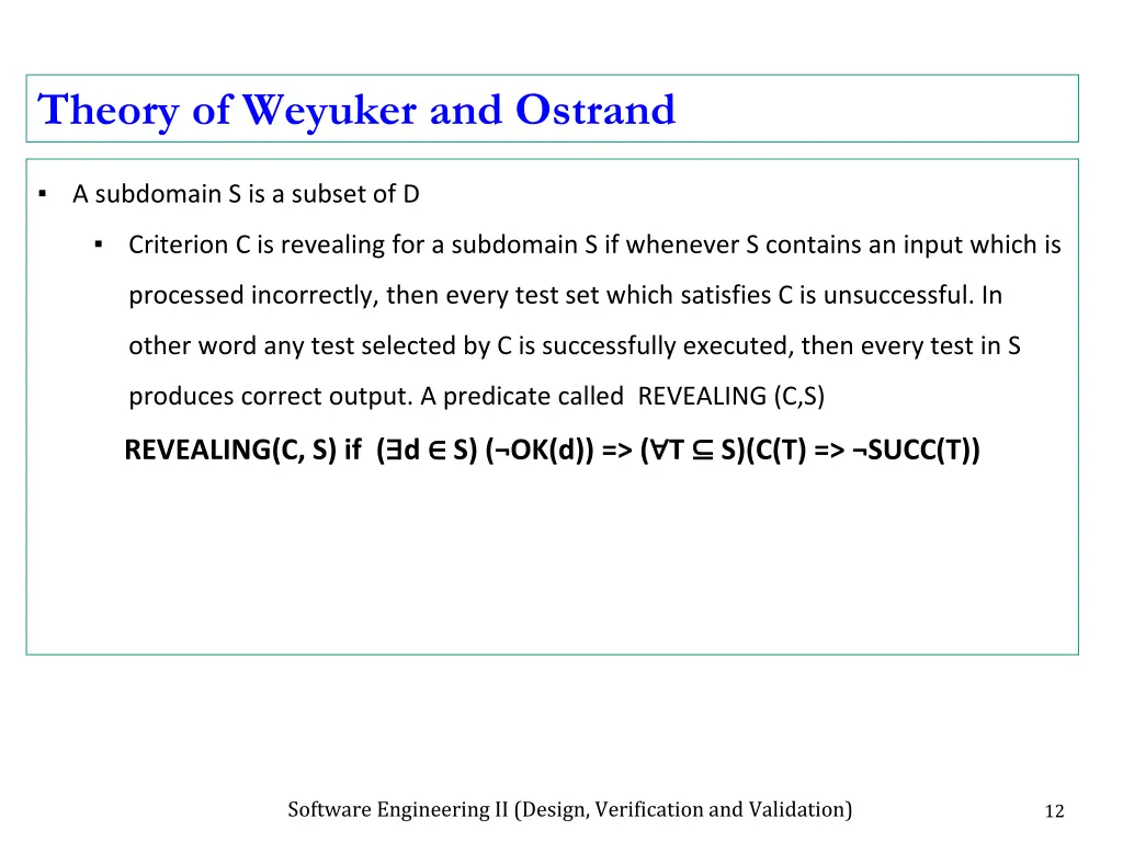 theory of weyuker and ostrand 1