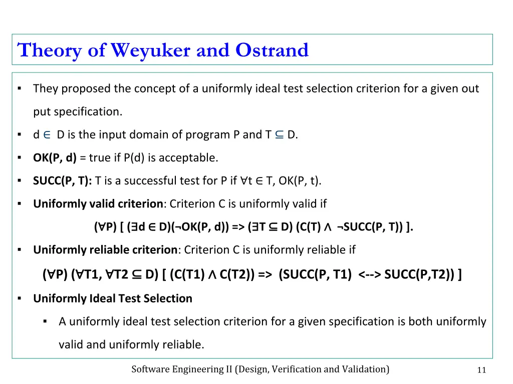 theory of weyuker and ostrand