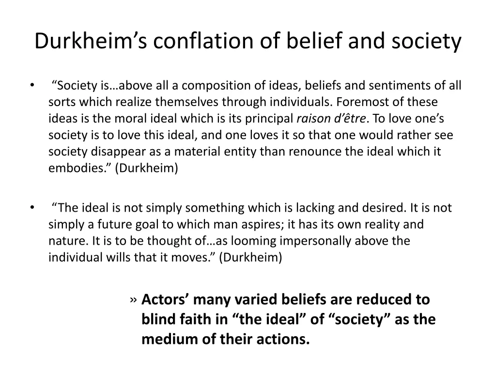 durkheim s conflation of belief and society