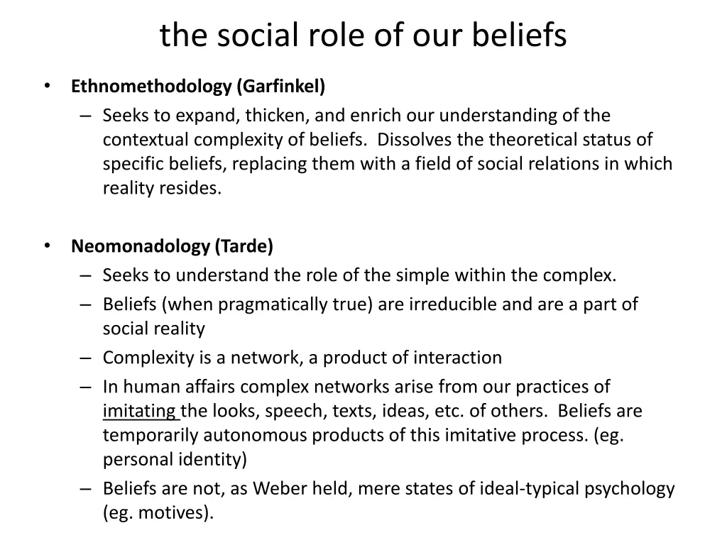 the social role of our beliefs