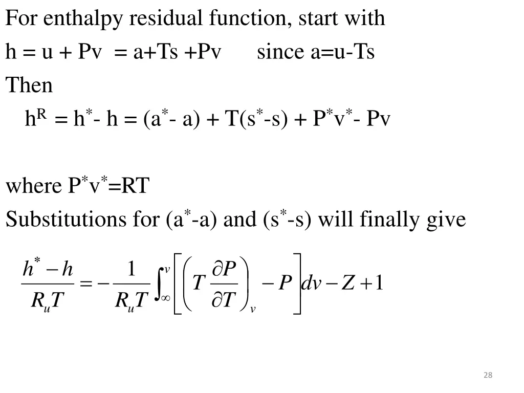 for enthalpy residual function start with