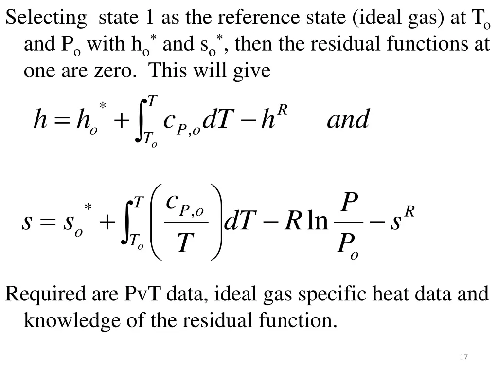 selecting state 1 as the reference state ideal