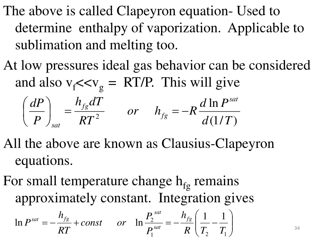 the above is called clapeyron equation used