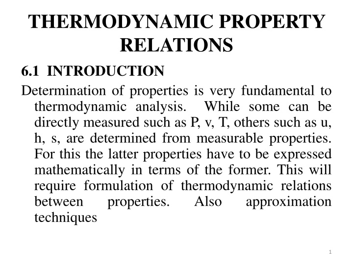 thermodynamic property relations 6 1 introduction