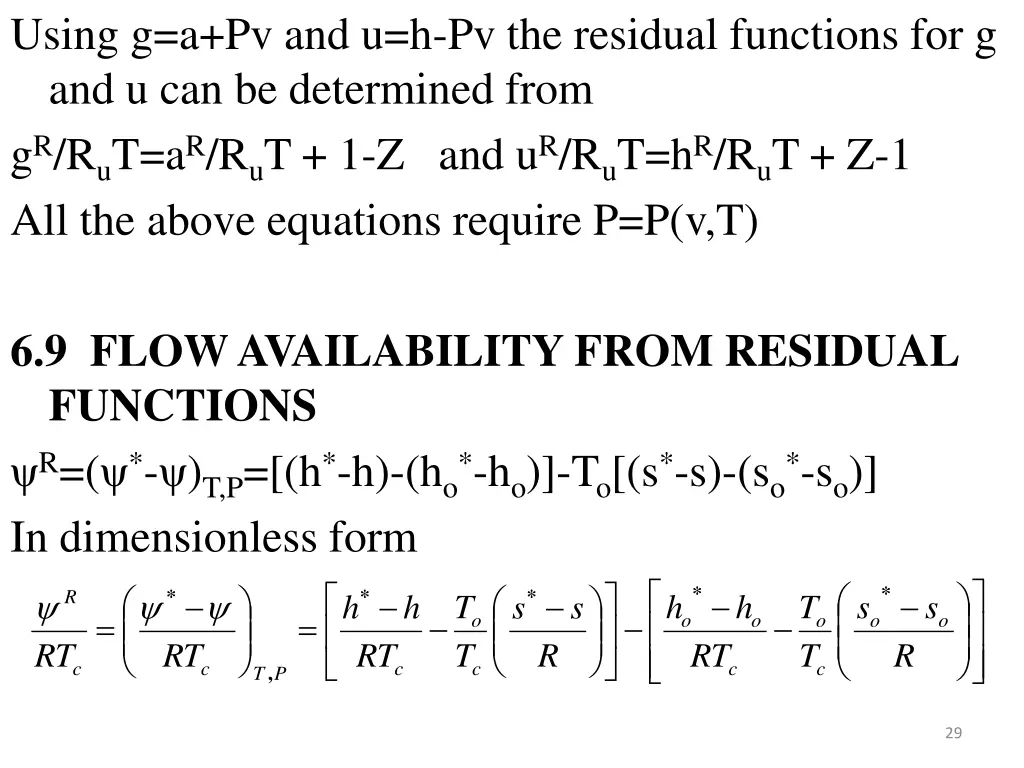 using g a pv and u h pv the residual functions