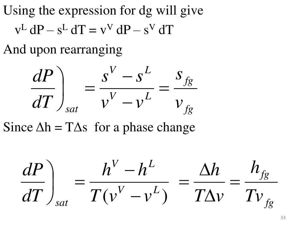 using the expression for dg will give