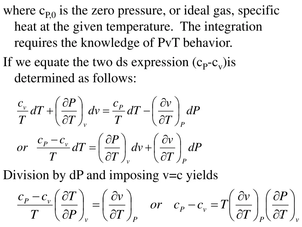 where c p 0 is the zero pressure or ideal