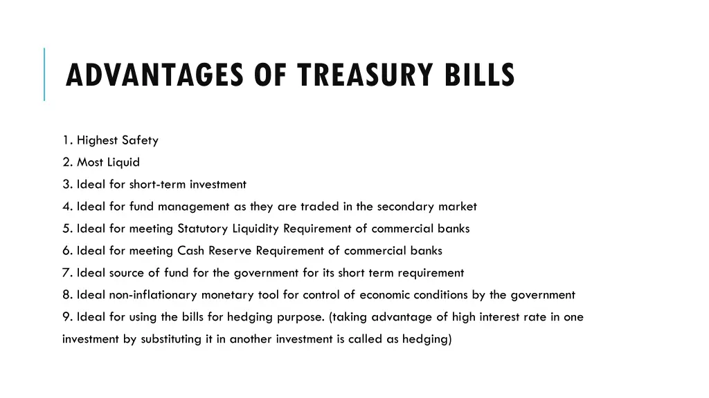 advantages of treasury bills