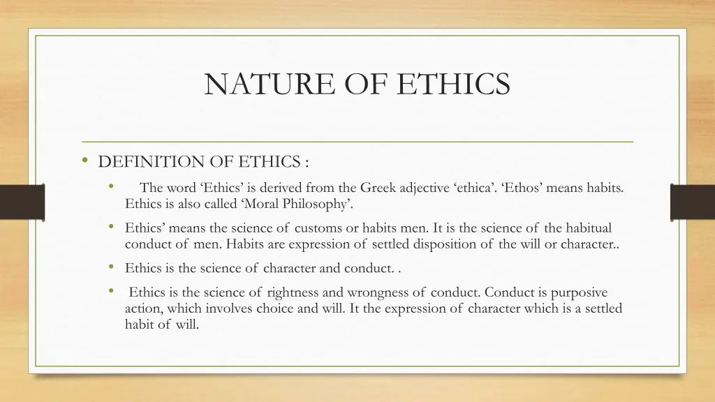 nature of ethics