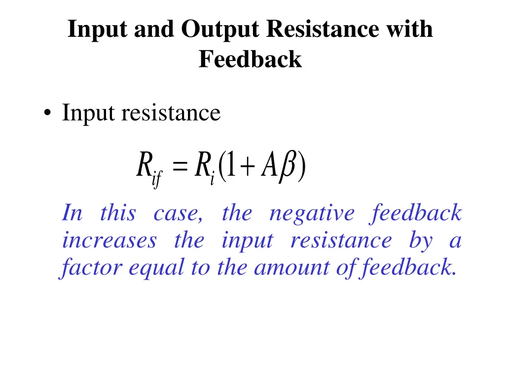 input and output resistance with feedback