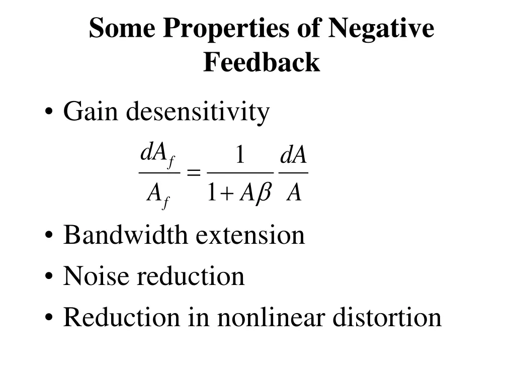 some properties of negative feedback