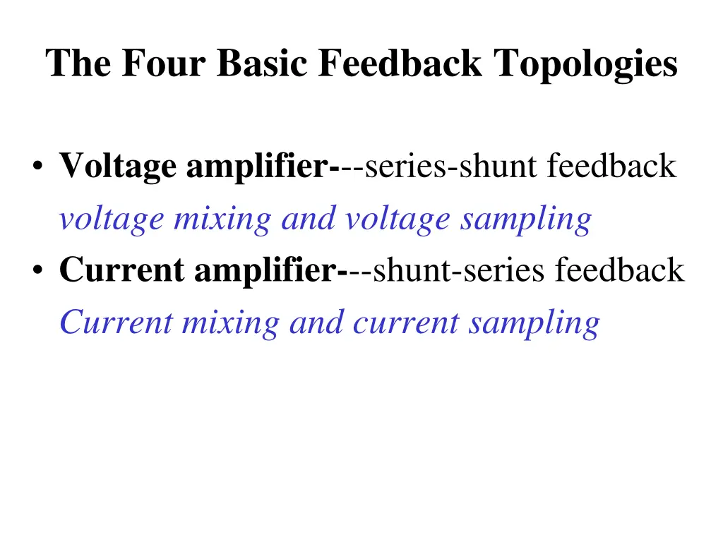 the four basic feedback topologies