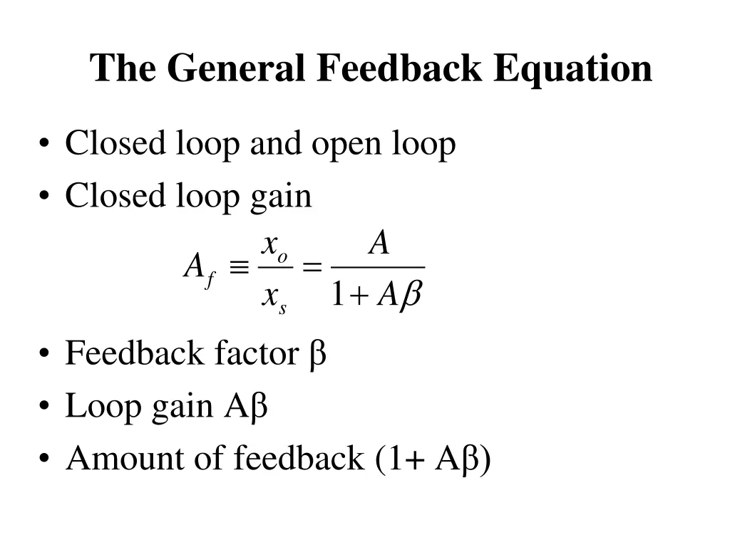 the general feedback equation