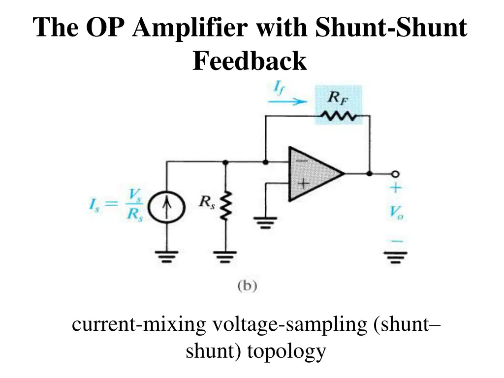 the op amplifier with shunt shunt feedback