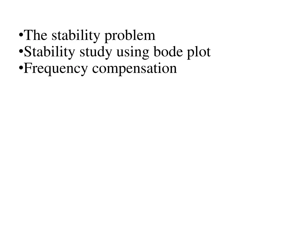 the stability problem stability study using bode