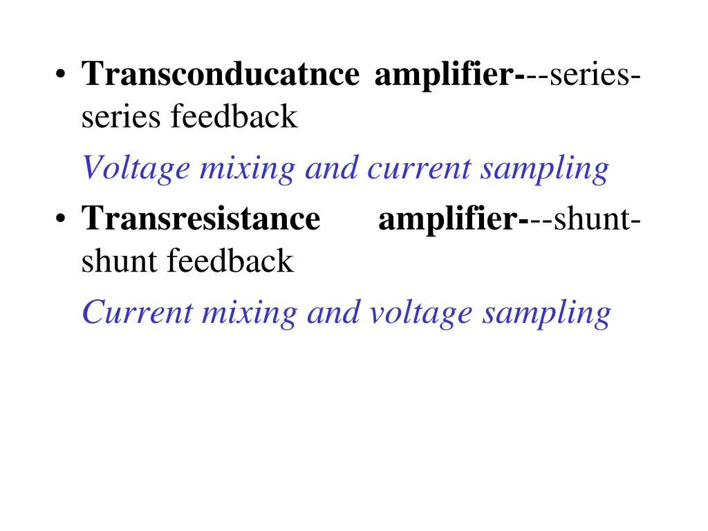 transconducatnce amplifier series series feedback