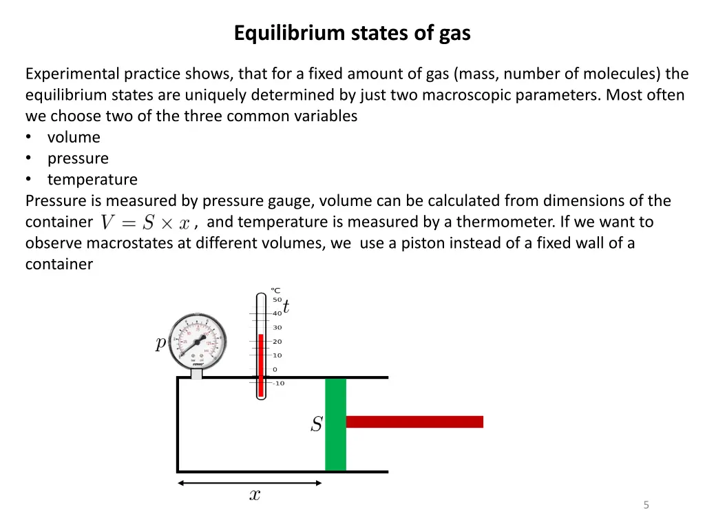 equilibrium states of gas