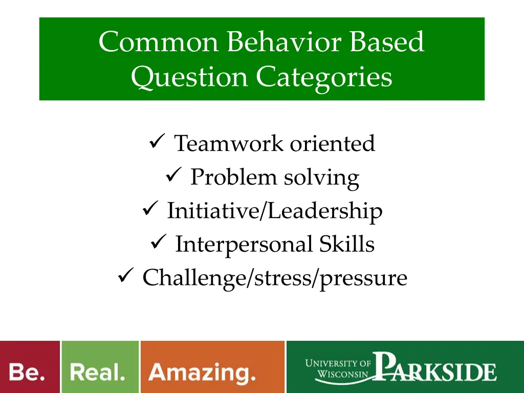 common behavior based question categories