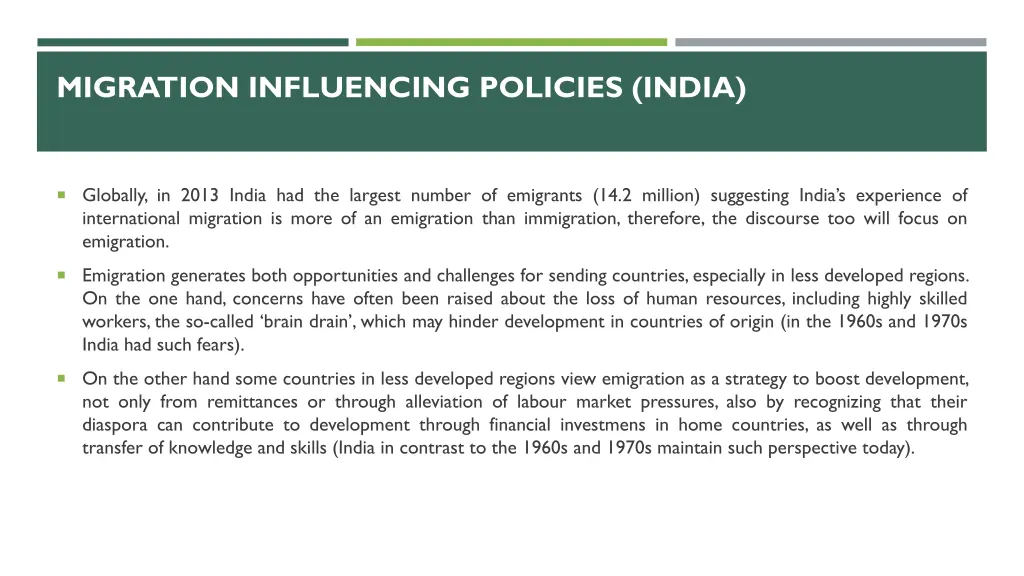 migration influencing policies india