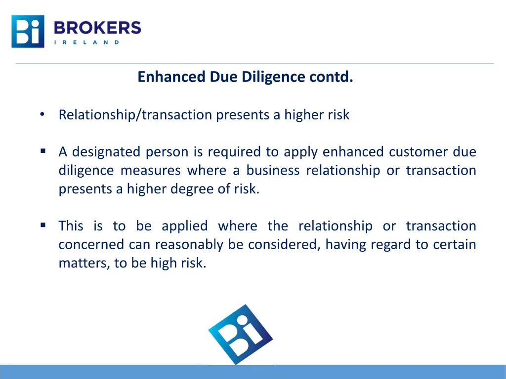 enhanced due diligence contd