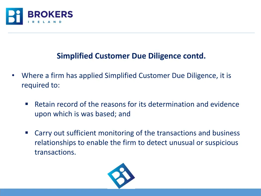 simplified customer due diligence contd