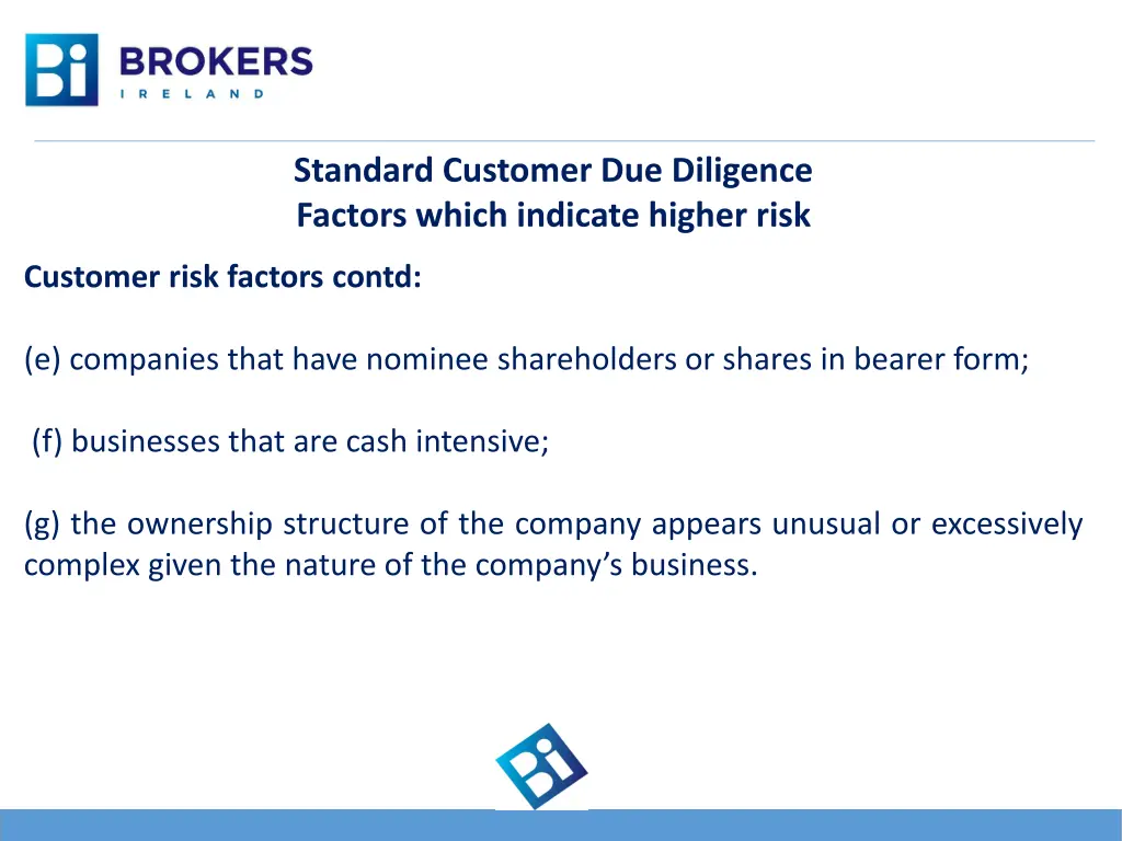 standard customer due diligence factors which 6