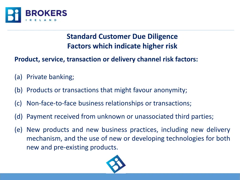 standard customer due diligence factors which 7