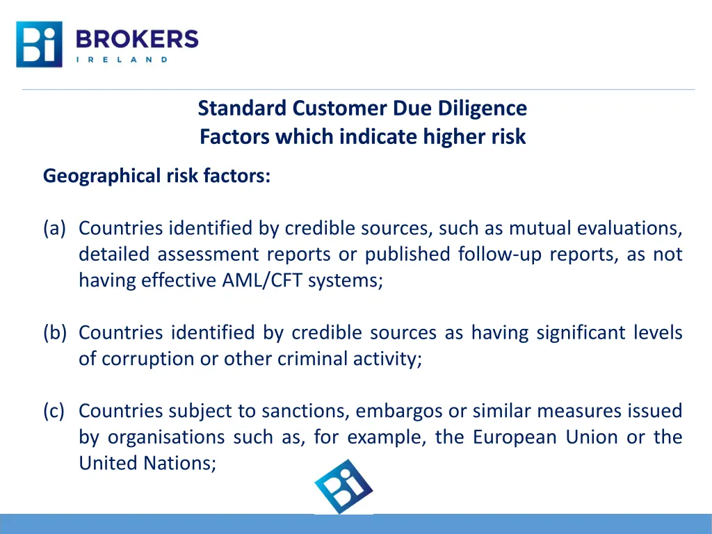 standard customer due diligence factors which 8